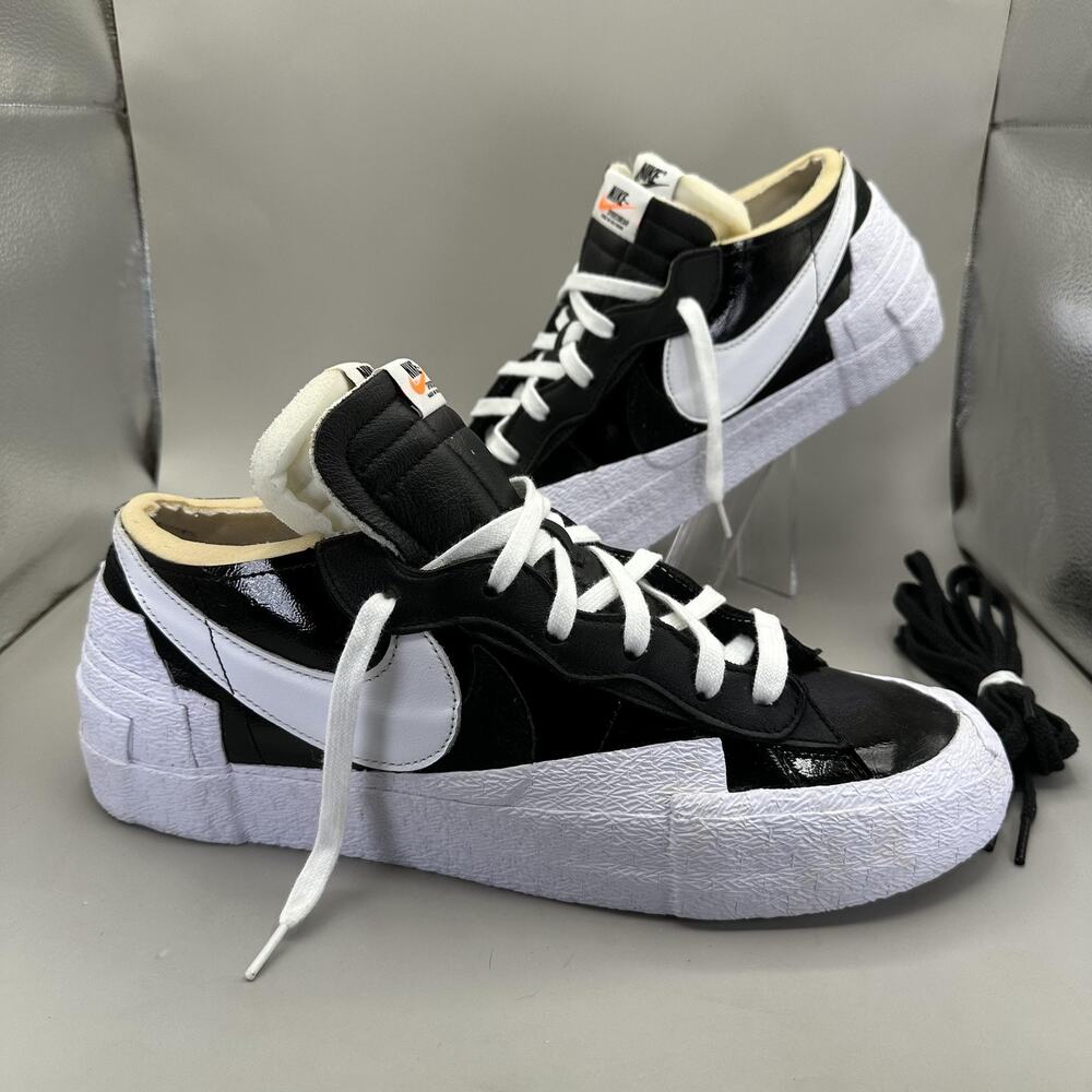 Nike Blazer Low Sacai Patent Panda Shoes Mens 14 Black White Sneakers DM6443-001
